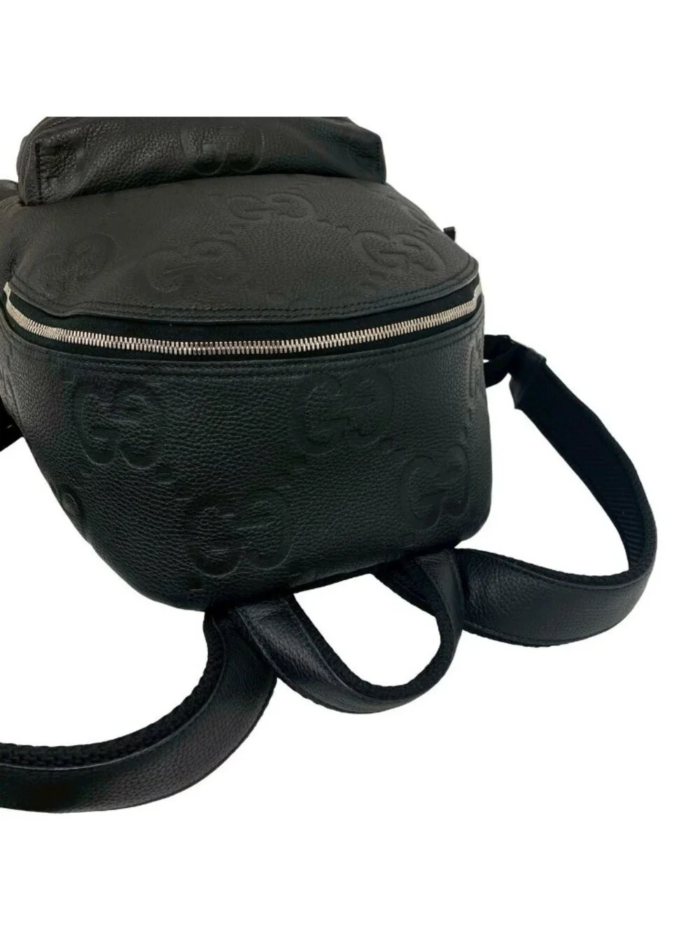 Gucci Jumbo GG Logo Leather Backpack Black